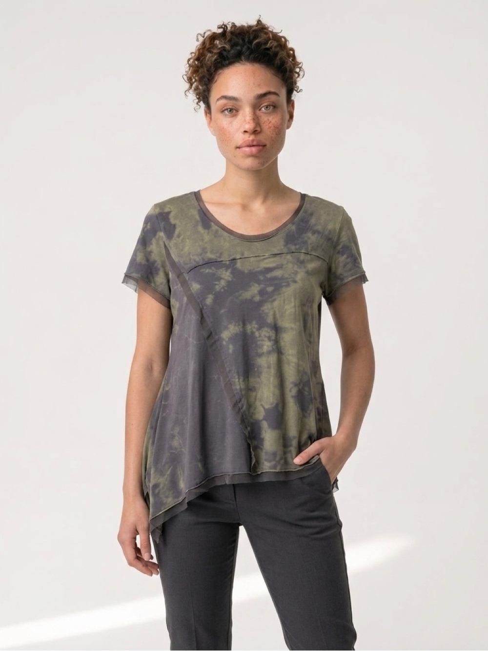 Luukaa Asymmetric Tie-Dye
Short Sleeve Top